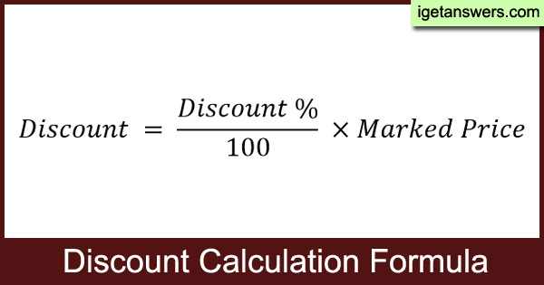 Discount percentage calculation formula image