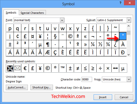 how-to-write-degree-symbol-in-word