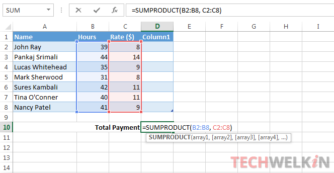 Excel SUMPRODUCT Formula Examples And Tutorial