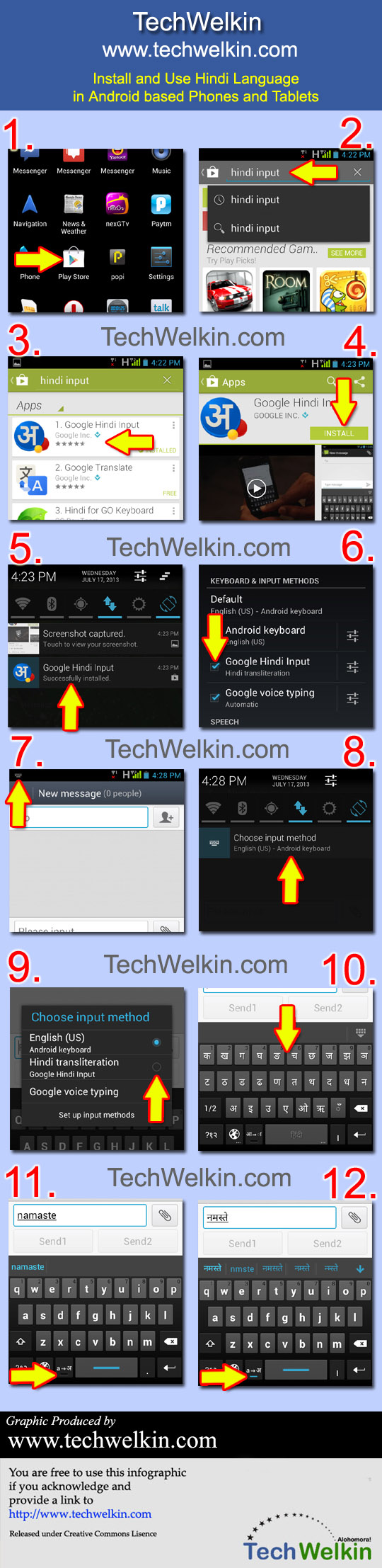 Infographic: How to enabale Hindi Typing Input on Android Phones and Tablets