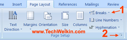 Page orientation menu in MS Word.