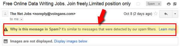 Gmail tells you the reason behind marking a message as spam.