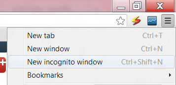 Image of InCognito mode in Google Chrome