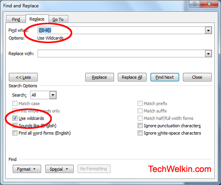 microsoft word find and replace in math formulas