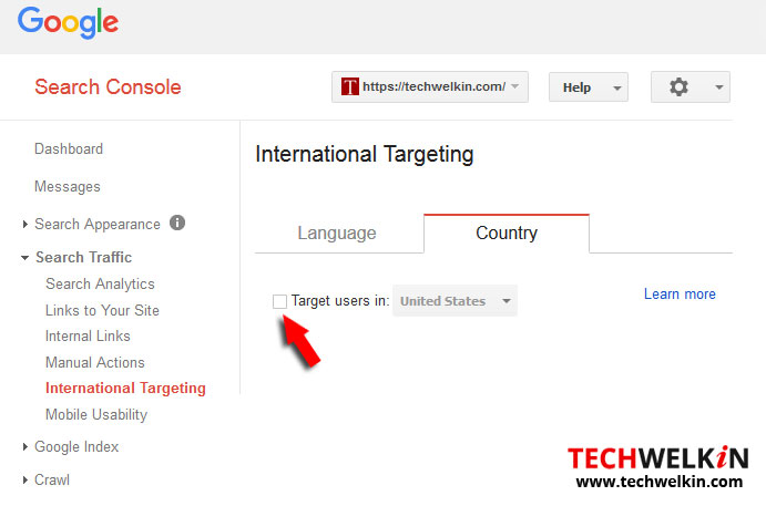 subdirectory search console international contry tagre