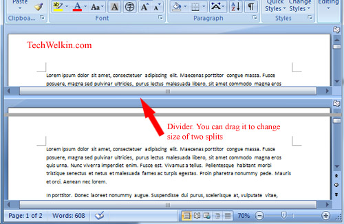 MS Word  How to Split a Document in Two Windows - 83