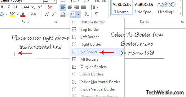 Remove Horizontal Line  Border  Bar in MS Word - 21