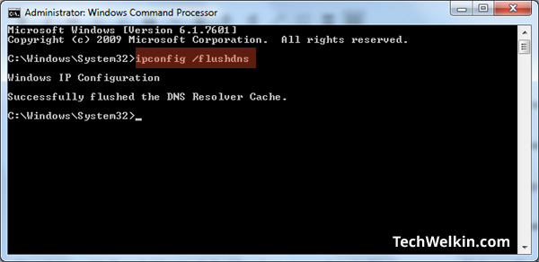 Command to flush DNS in Windows.