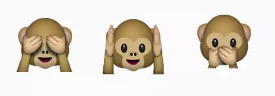 monkey emojis representing see no evil, hear no evil, speak no evil