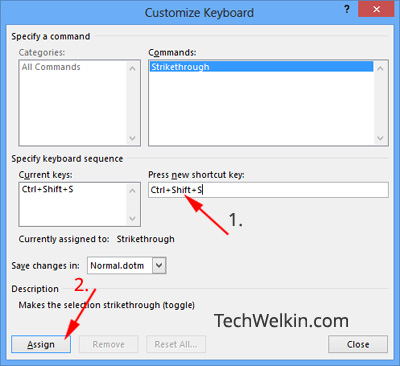 outlook 365 for mac change keyboard shortcut