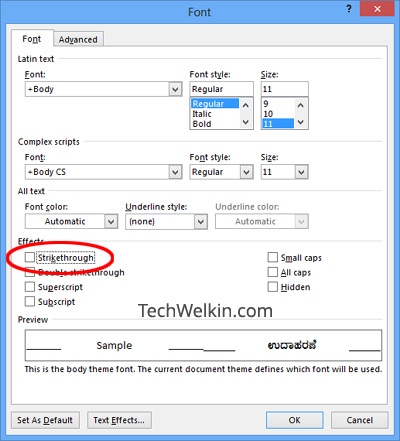 microsoft word for mac shortcut for strikethrough