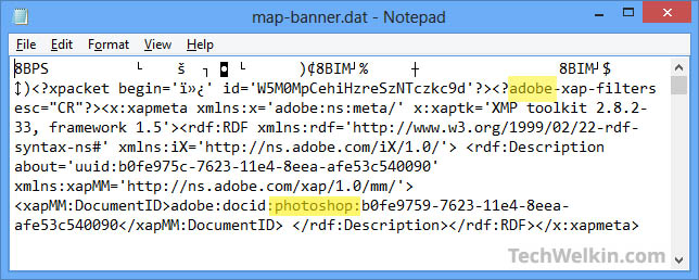 A .dat file opened in Notepad. It shows the hint about the parent program.