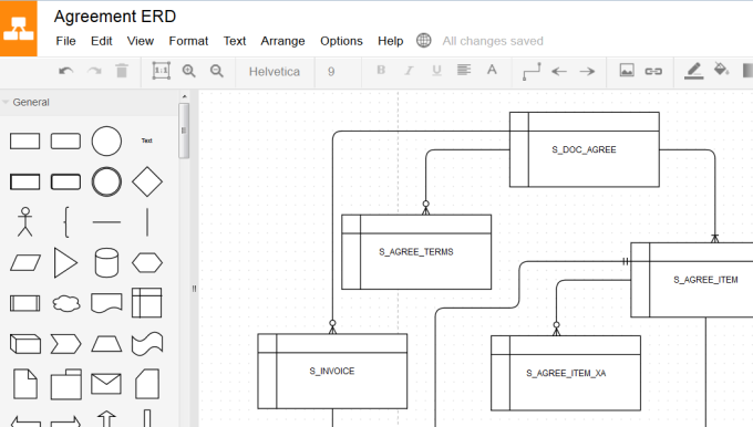 Interface of Draw.io online diagramming tool