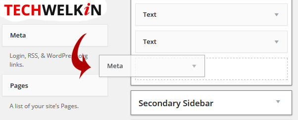 Drag a widget into the WordPress theme's sidebar.