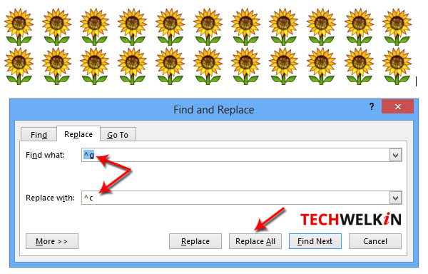 Method of finding all images and replacing them with a new one.