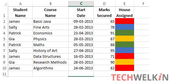 row data for excel practice