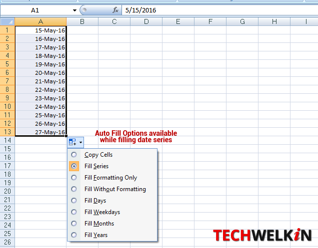 auto fill date series options