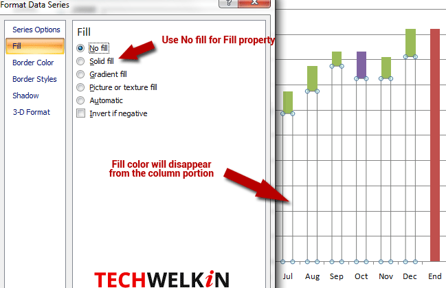 Processing stacked chart for making waterfall chart in Excel - step 3