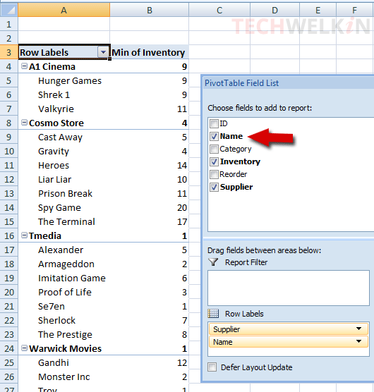 Adding more information in pivot table
