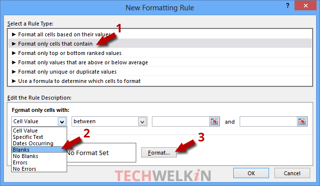 Conditional Formatting: New formatting rule dialog box