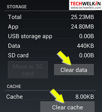 Clear cache and data in an Android device.