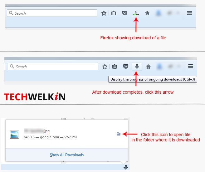 location of downloded files in firefox