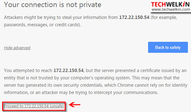 your connection is not private proceed option