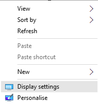 change font size. Display settings menu in windows 10