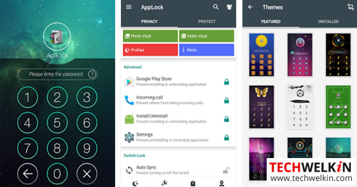 This image shows a collection of screenshots from AppLock