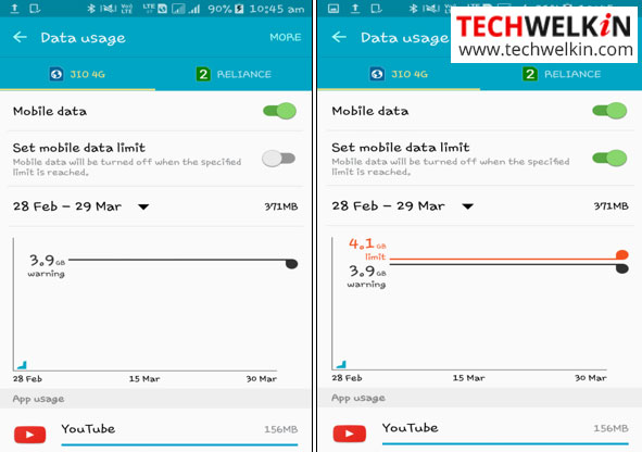 set mobile data usage limit to save mobile data