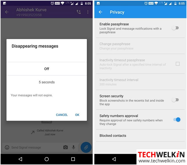 This image shows a screenshot of Signal Private Messenger.