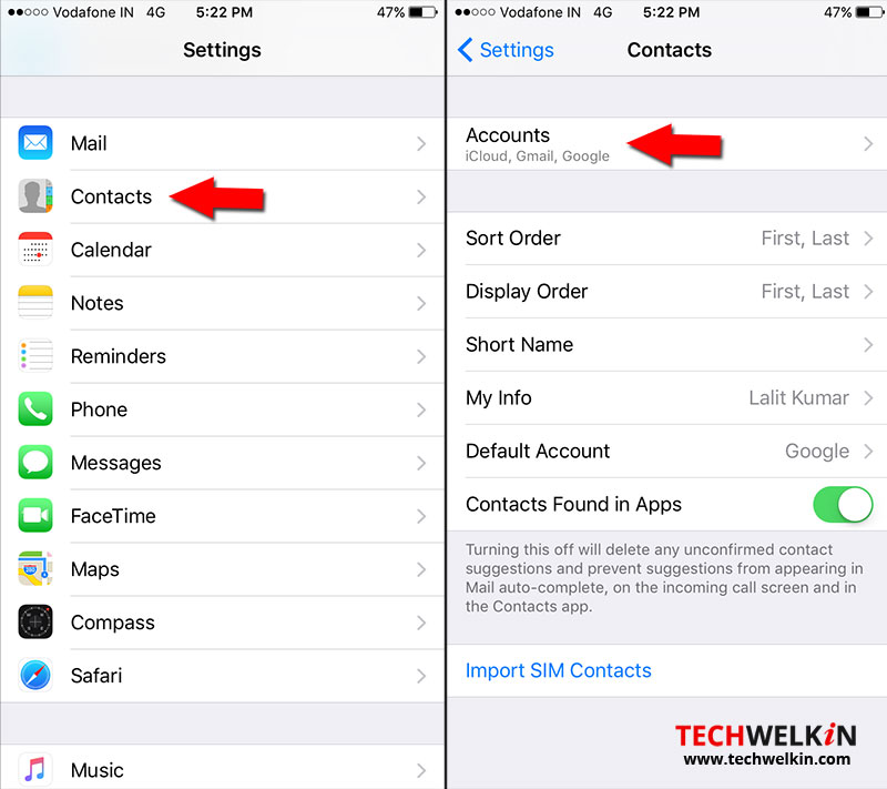 gmail backup contacts iphone