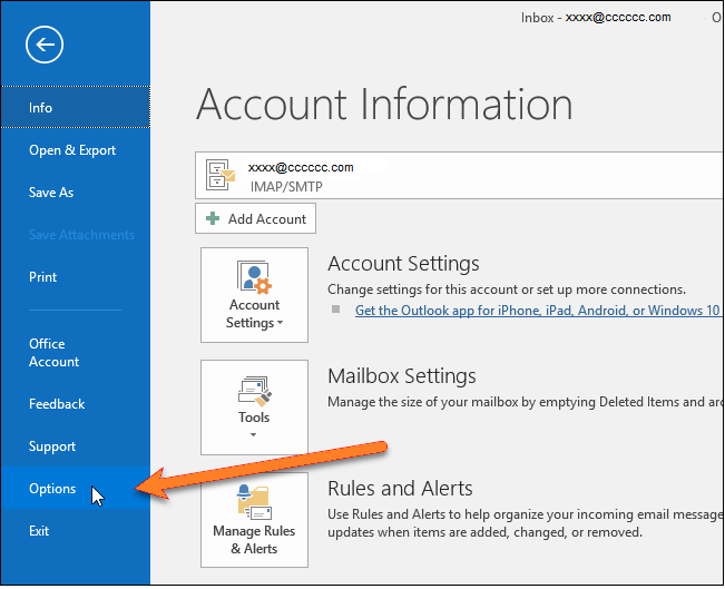 Change the startup folder in outlook 365 email