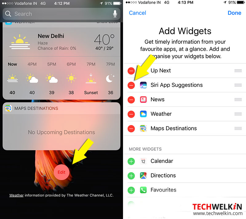 turn off siri app suggestions from widget panel