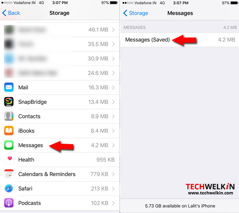 free up space used by Messages app in iPhone