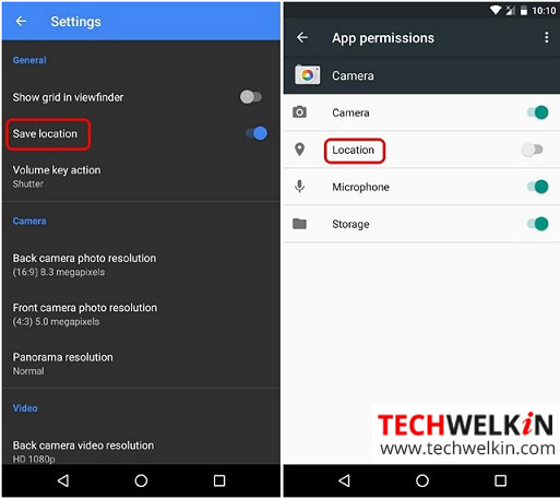 disable geotaggin in android phones