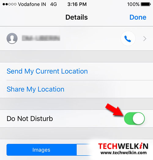 do not disturb options in messages of iphone to mute message alerts
