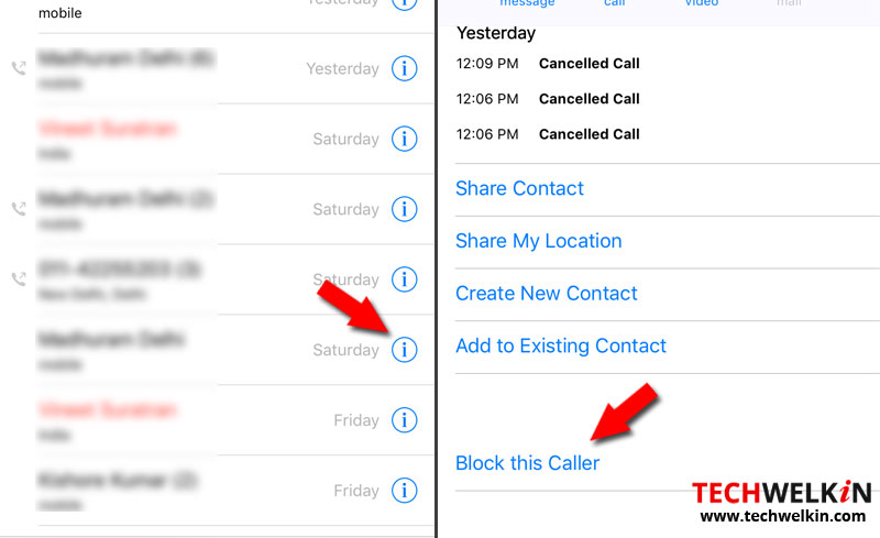 block contact thought phone app in iPhone