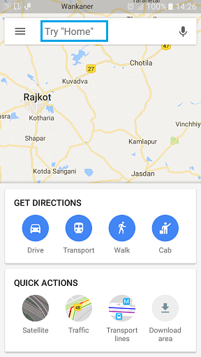 using the downloaded area in google maps in offline mode.