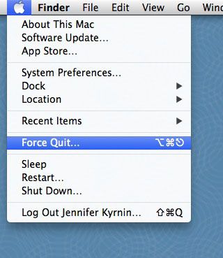 apple menu with force quit option highlighted