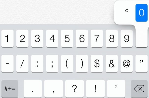 type degree symbol in iphone and ipad