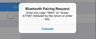 Prompt to enter authorization code while pairing Bluetooth device.