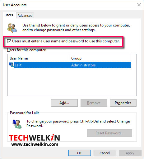 Remove Password from Your Windows 10 Computer