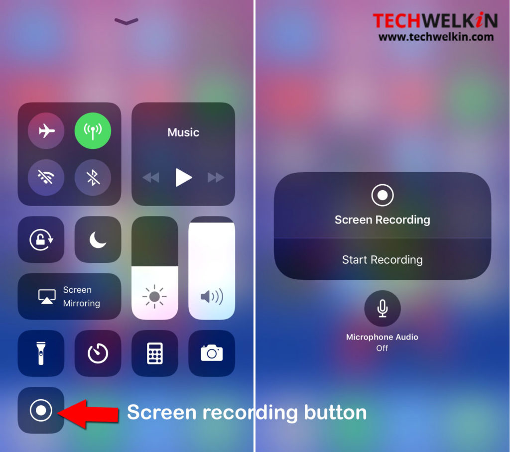 screen recording option in iphone / ipad